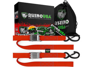 Rhino USA - 1.5in X 8ft Cambuckle Tiedown Straps (2pack Red) - RHURNO-CAMSOFT-RED