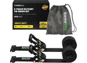 Rhino USA - Etrack Ratchet Straps 2in X 16ft Black (2pack) - RHUTD-SSET2X16-BLK
