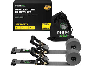 Rhino USA - Etrack Ratchet Straps 2in X 16ft Grey (2pack) - RHUTD-SSET2X16-GRY