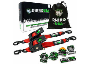 Rhino USA - Retractable Etrack Ratchet Straps 2in X 10ft (2pack) Red - RHUTD-RSRE2X10-ETRK-RED