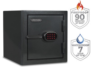 Sanctuary Safe - Diamond 1.32 Cu. Ft. Fireproof/waterproof Home & Office Safe With Electronic Lock Hammertone Finish - SASSA-DIA2-DP