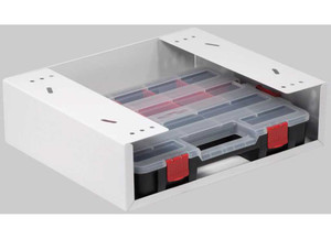 Weather Guard - End Under Shelf Panel Bracket With Small Parts Organizer Case 16 X 4.5 X 13.5in  White Steel Finish - WEA9963-3-01