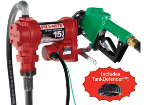 Fill-Rite - 12v Dc 15 Gpm Fuel Transfer Pump With Diesel Nozzle And Tankdefender - FR1210HA1TKD