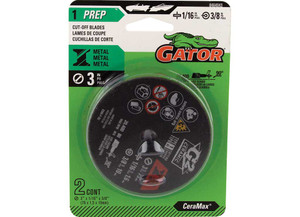 Gator Finishing - Metal Cutoff Wheel 3 In X 1/16 In X 3/8 In Type 1 2 Pk - 8464043