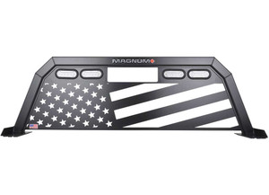 Magnum Truck Racks - 24c Silverado 2500/3500 Low Pro Headache Rack/american Flag/bars/lights Matte B - 424LPAFJ2NB
