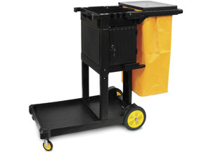 O-Cedar Commercial - Maxirough Janitor Cart W/locking Cabinet Black/yellow - 96976