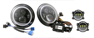 Quake LED - 7583 Cj5/9718 Wrangler 7in 45 Watt High/low Headlight/30 Watt Fog Light Rgb Hdaccentansi H6024 - QTE781