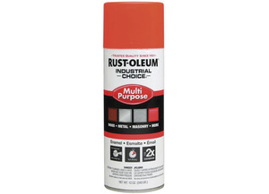 Rust-Oleum - Industrial Choice 1600 Enamel Spray Paint Fluorescent Orange 12 Oz - 1654830