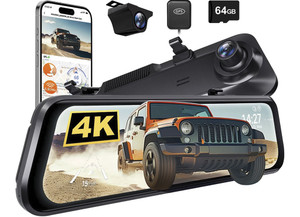 Wolf Box - 12in 2channel Mirror Dash Camera 4k Wifi Front And Rear - G850PRO