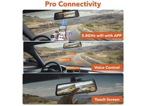 Wolf Box - 12in 2channel Rear View Mirror Dash Camera - G900PRO