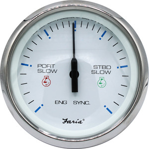 Faria 4" Chesapeake SS White Engine Synchronizer - Dual Gas &amp; Var Ratio Alt Diesel - 33801