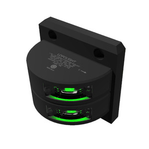Lopolight Series 301-001 - Double Stacked Starboard Sidelight - 2NM - Vertical Mount - Green - Black Housing - 301-001ST-B