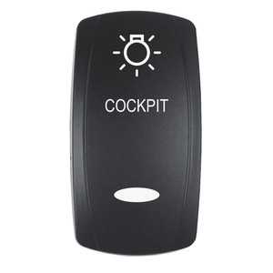 Pacer Actuator - 'COCKPIT' f/V Series Contura Switches - Black - Laser Etched (Top/Bottom Light) - EV2LE-CKPT