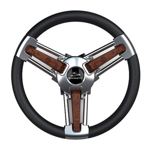 Schmitt Marine Burano Wheel 14" 3/4" Tapered Shaft Burl Polyurethane w/Stainless Spoke Includes Center Cap/Nut - PU105111-04R