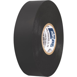 Shurtape EV 077B Professional Grade Black Electrical Tape f/Insulating &amp; Splicing - 3/4" x 66' - 10-Pack - 104706