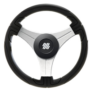 Uflex Ustica 13" Steering Wheel - Black - Polyurethane w/Silver Spokes &amp; X62 Hub - USTICA-B/S