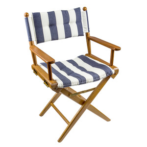 Whitecap Director's Chair w/Navy &amp; White Cushion - Teak - 61040