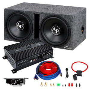 Audiopipe 2000 Watt Bass Package - Dual 12" Subwoofer Enclosure With Amplifier & Wiring Kit - APSB-1250CLV