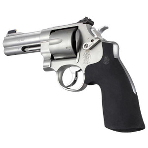 Hogue Round Butt Rubber Conversion Style Grips Without Finger Grooves For S&w N-frame Revolvers Blk - 25012