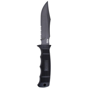 Sog Seal Pup Fixed 4.75" Powder Coated Combo Blade Grn Handles Kydex Sheath - M37K