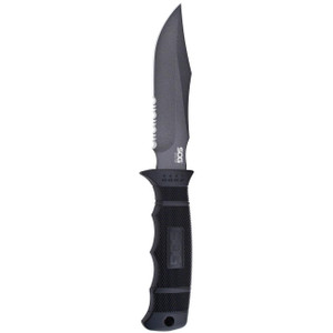 Sog Seal Pup Fixed 4.75" Powder Coated Combo Blade Grn Handles Nylon Sheath - M37N-CP