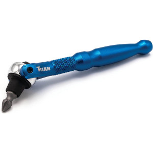 Titan 1/4" Drive Aluminum Swivel Head Ratcheting Micro Bit Driver Blue - 11317
