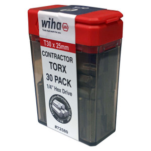 Wiha Torx Contractor Power Bit T30 X 25mm - Contractor's 30 Pack - 72580