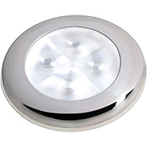 Hella 980500521 Slim Line Round LED Courtesy Lamp, Stainless, White, Enhanced Brightness, Flush Mount, 3", 12 V - 980500521