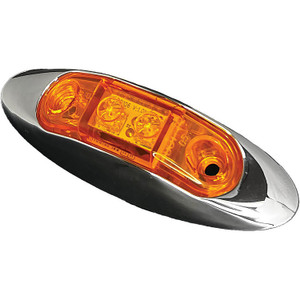RV Designer L931 Oblong with Chrome Bezel LED Marker Light, Amber, 3.95" X 1.35" - L931