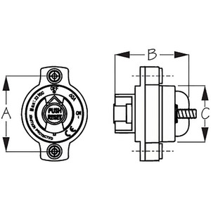 Sea-Dog 8304041 SD-53 Battery Disconnect w/ Breaker On/Off, 32 Volts, 70 Amps,  1/4" Stud Size - 830404-1