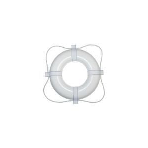 Taylor Vinyl Coated Foam Life Ring, 24" White w/White Rope, 6/case - 2020122284
