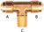 Fairview  - Brass Tee3/8in Tube X 1/4in Male Pipe - 45-6B