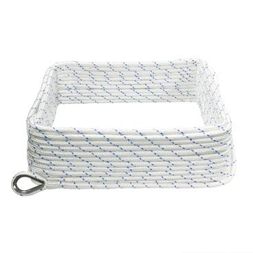 Extreme Max 3006.2505 BoatTector Double Braid Nylon Anchor Line with Thimble - 3/8" x 250', White w/ Blue Tracer