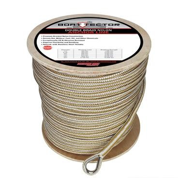 Extreme Max 3006.2270 BoatTector Double Braid Nylon Anchor Line with Thimble - 1/2" x 600', White & Gold