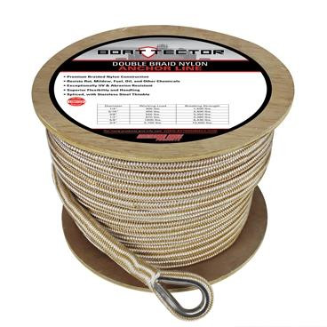Extreme Max 3006.2285 BoatTector Double Braid Nylon Anchor Line with Thimble - 3/4" x 300', White & Gold