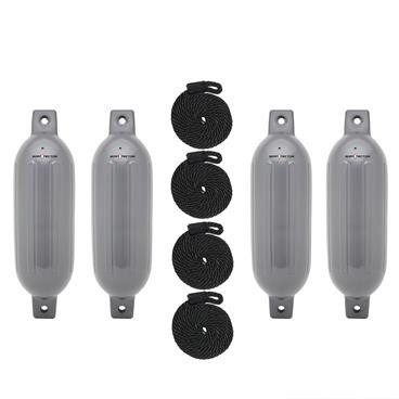 Extreme Max 3006.7539 BoatTector Inflatable Fender Value 4-Pack - 4.5" x 16", Gray