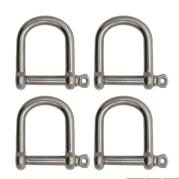 Extreme Max 3006.8225.4 BoatTector Stainless Steel Wide D Shackle - 1/4", 4-Pack