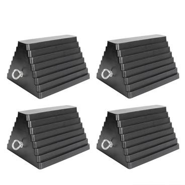 Extreme Max 5001.5775.4 Heavy-Duty Rubber Wheel Chock with Eyebolt - Value 4-Pack