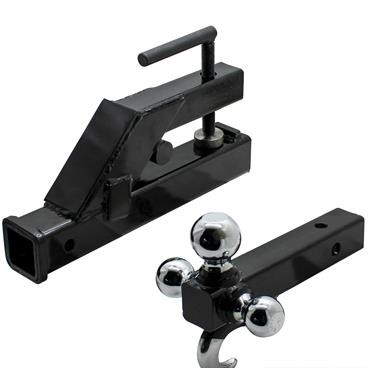 Extreme Max 5001.1376 Clamp-On Tractor Bucket Receiver Adapter and Tri-Ball Hitch with Tow Hook