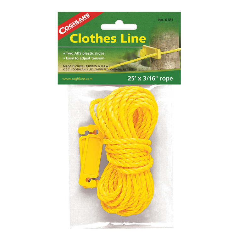 Coghlan's 0181 Clothes Line with Plastic Slides - 3/16" x 25' - 181