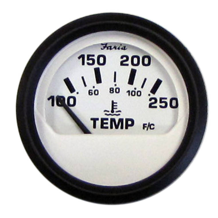 Faria 12904 Euro Water Temperature Gauge (100-250°F) - 2", White - 12904