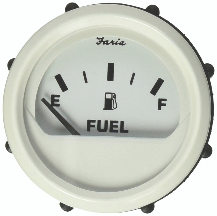 Faria 13101 Dress Fuel Level Gauge (E-1/2-F) - 2", White - 13101