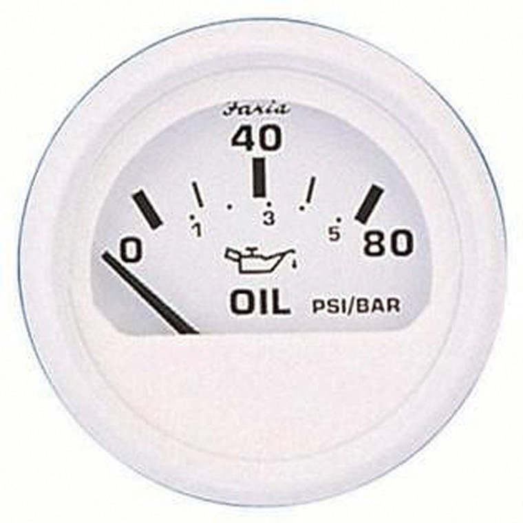 Faria 13102 Dress Pressure Gauge (80 PSI) - 2", White - 13102