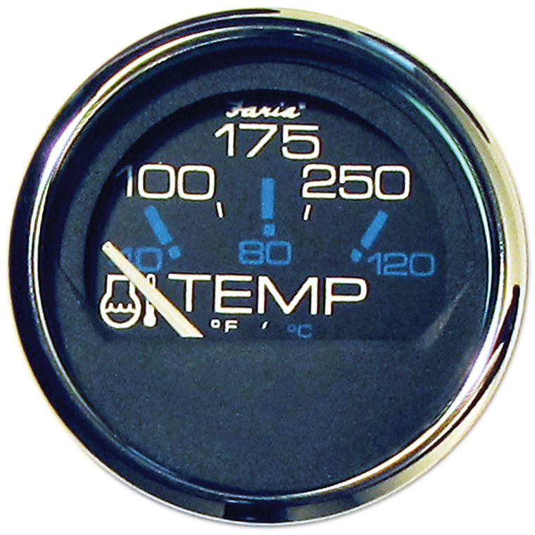 Faria 13704 Chesapeake Stainless Steel Water Temperature Gauge (100-250°F) - 2", Black - 13704