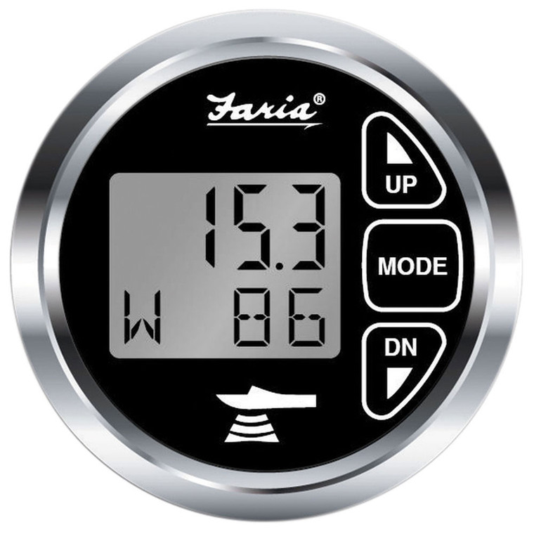 Faria 13752 Chesapeake Stainless Steel Depth Sounder with Air and Water Temperature (Transom Mounted Transducer) - 2", Black - 13752