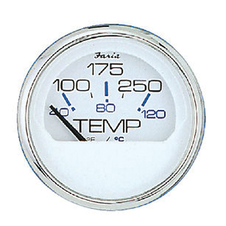 Faria 13804 Chesapeake Stainless Steel Water Temperature Gauge (100-250°F) - 2", White - 13804