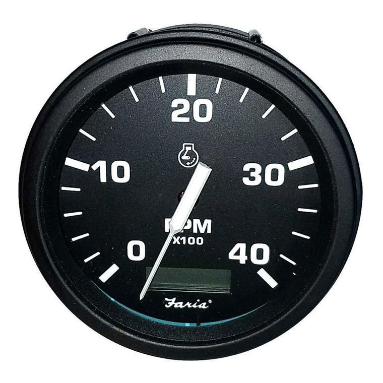 Faria 32834 Euro Tachometer with Hourmeter (4000 RPM) Diesel - 4", Black - 32834