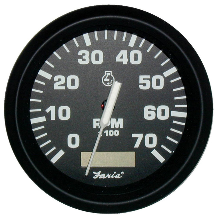 Faria 32840 Euro Tachometer with Hourmeter (7000 RPM) Gas - 4", Black - 32840