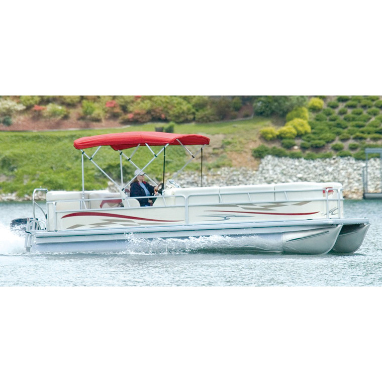 Carver 510AL07 Sunbrella Pontoon Bimini Top with Running Light Cut-Out - Jockey Red, Fits Frame 50510 - 510AL07