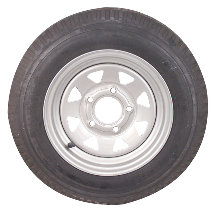 Americana Tire and Wheel 3S335 Economy Bias Tire and Wheel ST185/80D13 D/5-Hole - Painted Silver Spoke Rim - 3S335